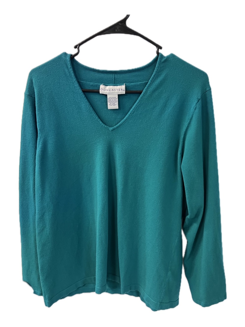 Doncaster Teal V‑Neck Knit Top